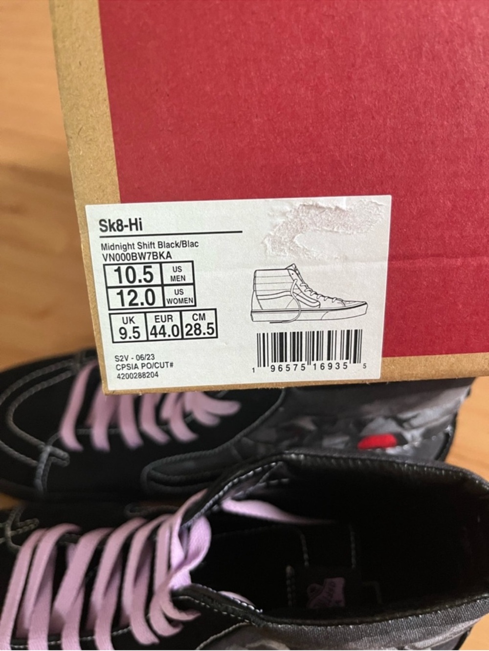 Vans SK8-Hi Midnight Shift Black Skull' Women 12.0 US Mens 10.5 US - Picture 13 of 13